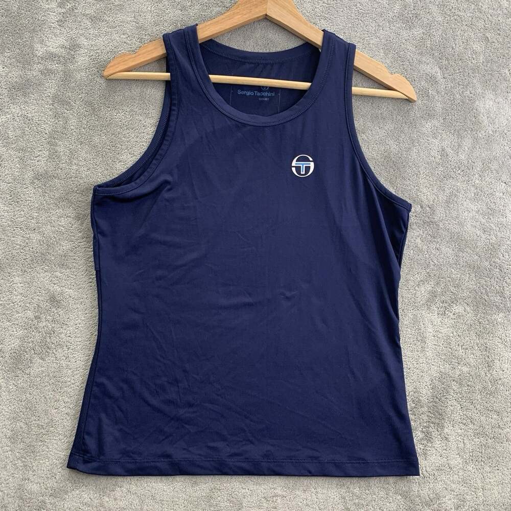 Sergio Tacchini Shirt Womens Medium Court Tank Top Blue Athleisure Tennis Gym